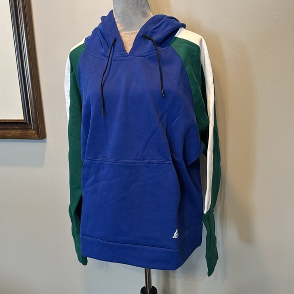 Reebok color block Blue and Green Hoodie NWT XL - Picture 3 of 10